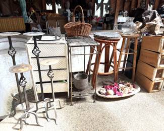 CANDLE STANDS, BABY CHANGING STATION BAR STOOLS & METAL TABLES