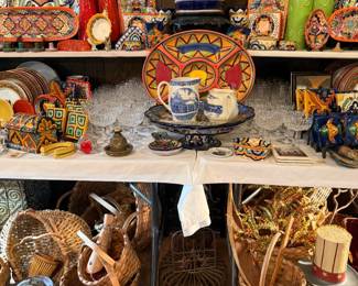 FRANKOMA AND MEXICAN POTTERY SPLIT OAK BASKETS