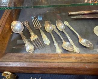 GORHAM STERLING CHANTILLY SUGAR SPOONS & CHANTILLY BABY FEEDING SET