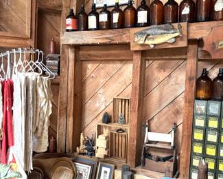 AMBER GALLON MEDICINE BOTTLES WITH ORIGINAL LABLES