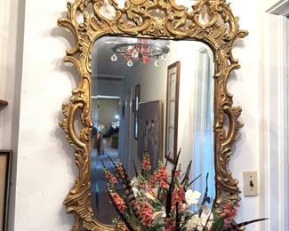 GOLD BEVELED MIRROR WITH BIRDS