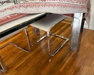 Chrome , leather and glass dinning table