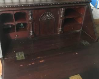 Antique Carved “Green Man” Slant-Front Secretary Desk