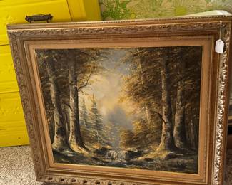 Original oil, painting, withering forest
