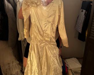 Vtg Liquid Satin Wedding Dress