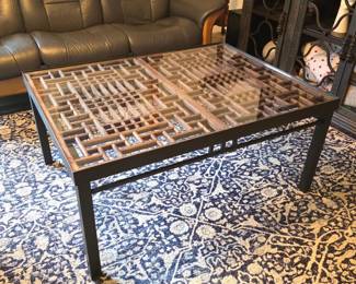 10 MidCenturyModernizedChineseLatticeworkCoffeeTableIronFrame