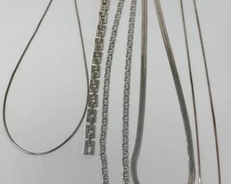 135 SterlingSilverChainNecklaceBraceletLot5Pieces