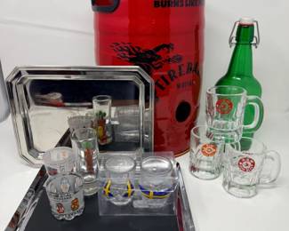 115 FireballWhiskyPartyKegFireKegAssortedGlasswareBarSet