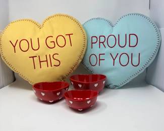 46 HeartShapedPillowswithRedCeramicNestingBowls