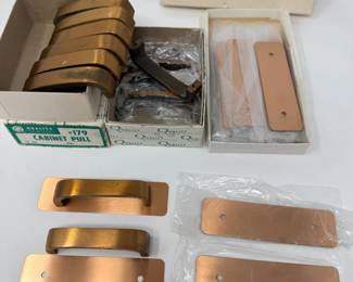 85 MidCenturyCopperCabinetPullsSetNOSWithBackplatesBoxes
