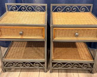 81 2PierOneMetalWickerSideTables