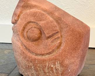 236 CarvedSaltStylizedFaceSculptureArtistChristineVoight