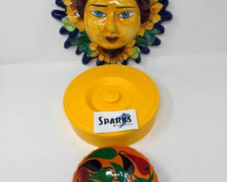 47 TalaveraSunFacePlaqueColorfulBowlTrio