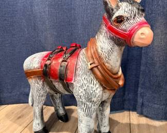 83 MexicanCeramicDonkeyFigurinewithRedHarness
