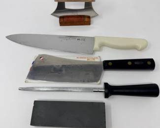 121 5PieceChefKnifeSetwithMezzalunaandStone