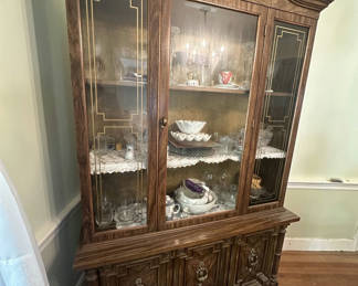 Lot 30: Wood China Cabinet With Glass Display Doors