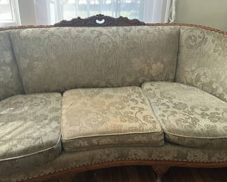 Lot 15: Vintage Upholstered Curved Sofa