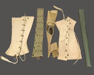 Lot C31 WWI U.S. Army Field Gear Lot Canvas Leggings, Web Equipment