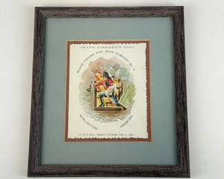 Lot C54 Framed 1894 Grand Firemens Ball Announcement, Burlington, Vermont