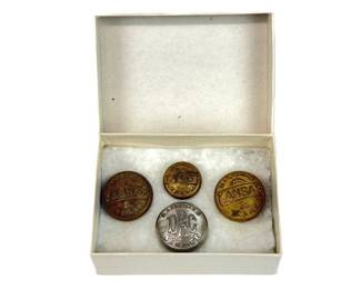 Lot C50 Four Railroad Uniform Buttons in Presentation Box