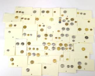 Lot C45 Assorted Railroad Uniform Buttons on Labeled Cards