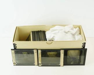 Lot C114 Box of Military and WarThemed Glass Lantern Slides