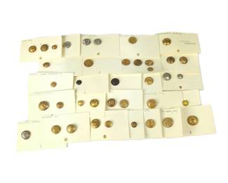 Lot C42 Collection of Antique Uniform Buttons on Labeled Cards