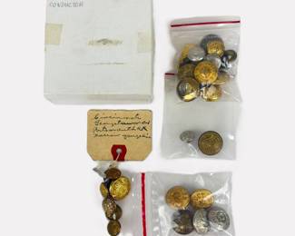 Lot C46 Assorted Railroad Uniform Buttons, Bagged and Strung