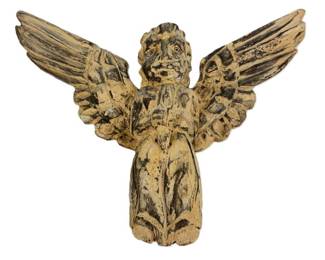 Lot C62 Carved Wooden Winged Angel Wall Ornament