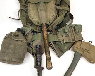 Lot C32 Vintage U.S. Military Field Gear Lot 1945 Wood Folding Shovel