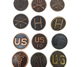 Lot C22 WWI U.S. Army Enlisted Collar Disk Insignia Lot Infantry