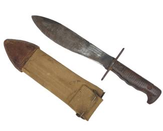 Lot C179 U.S. Army Bolo Knife with Canvas and Leather Scabbard, Model