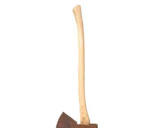 Lot C82 Collins Broad Axe with Wooden Handle and Leather Blade Cover