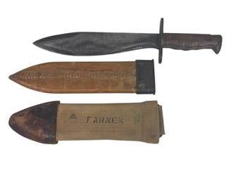 Lot C164 U.S. Military Bolo Knife with Sheath and Canvas Belt Frog