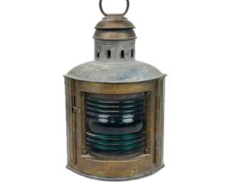 Lot C52 Vintage PERKO Marine Lantern with Green Fresnel Lens