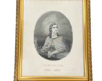 Lot C63 Antique Engraving, The Better Land, Drawn by Miss A.R. Sawyer