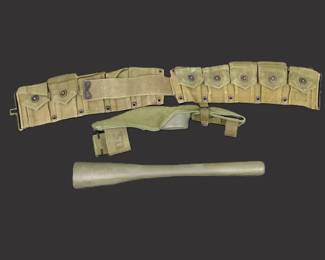 Lot C30 WWII U.S. Army M1923 .30 Cal Cartridge Belt M1910 Pick Mattock