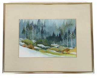 Lot C56 Noell Custer Signed Colorado Winter Landscape Watercolor Painting