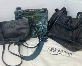 Three Brighton Handbags Ferrara, CrocEmbossed Heart Accent