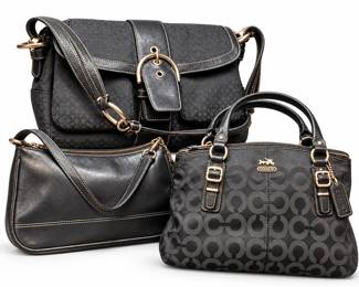 Three black coach bags