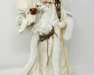 55 WhiteSantaClausChristmasFigurinewithGoldStars