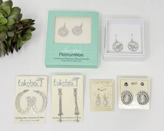 23 MixedSterlingSilverandPlatinumPlatedEarringsLot