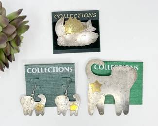 122 CollectionsSilverGoldToneAnimalJewelrySet