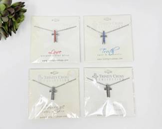 161 TrinityCrossCollectionSilverCrossNecklacesSet