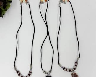 29 ThreeBohoStoneBeadPendantNecklaces
