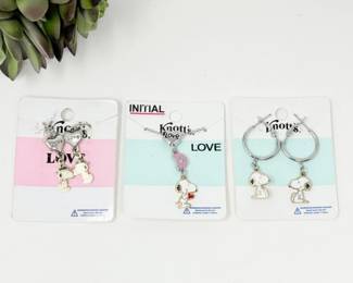 124 SnoopyLoveEnamelCharmJewelryTrio
