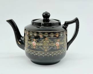 95 BrussellsBlackGlazedEarthenwareTeapot