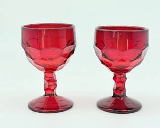 105 VikingGlassGeorgianRubyRedGlassGoblets