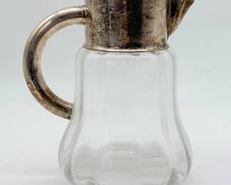 49 VintageGlassCreamerJugwithSilverPlatedLid