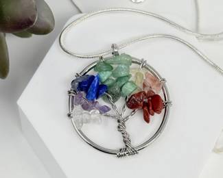 46 SterlingTreeofLifeChakraPendantNecklace